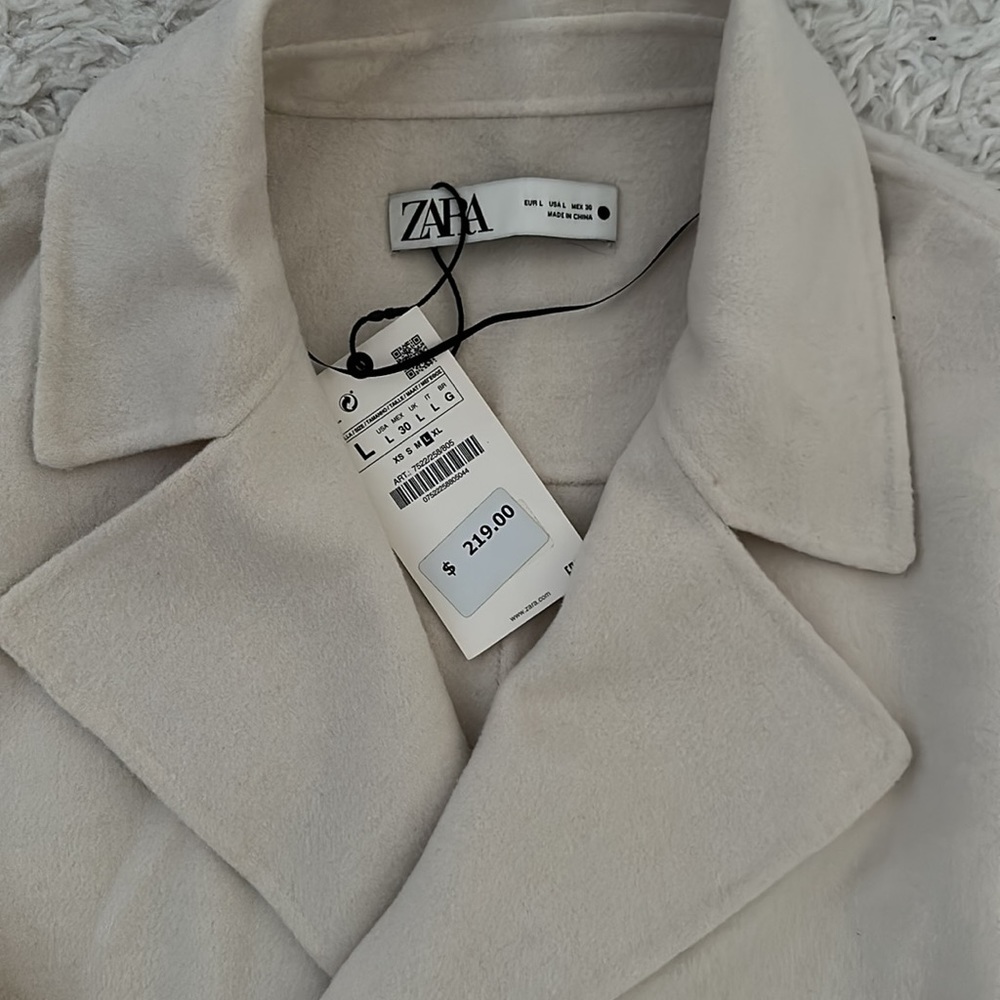 NWT Zara wool blend cream oversized trench style coat. - Picture 4 of 7